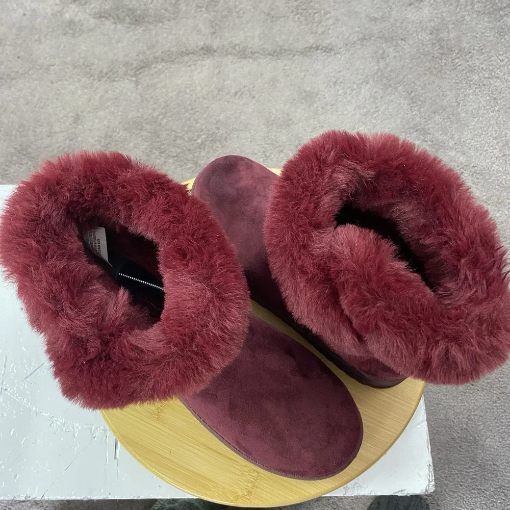 New SO Paulina Women's Size 8‎ Faux Fur Winter Boots - Burgundy Wine